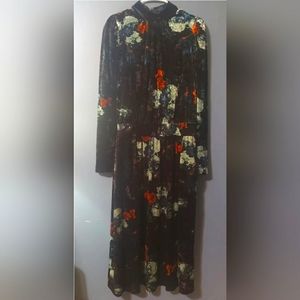 Ryegrass Floral Mock Neck Long Sleeve Womens Plus Size‎ Dress XXL
